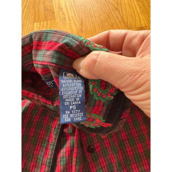 Vintage Karen Scott Petites Plaid Embroidered Shirt PS - Picture 3 of 6